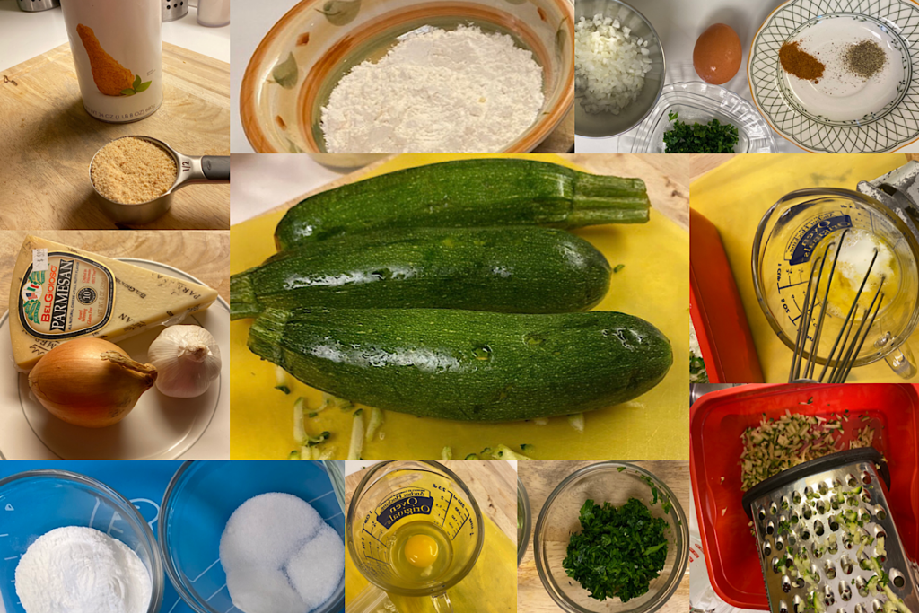 all the ingredients to make Zucchini Parmesan Croquettes recipe 